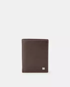 Мужской вертикальный кошелек Daviletto темно-коричневого цвета из кожи Daviletto, темно коричневый