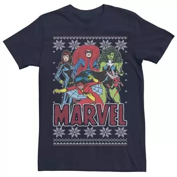 Мужской винтажный свитер с короткими рукавами и портретом героини Marvel Licensed Character