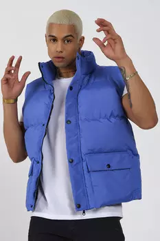 Мужской водо- и ветрозащитный жилет стандартного кроя Sax с внутренним карманом и застежкой-кнопкой Tonny Black, темно-синий