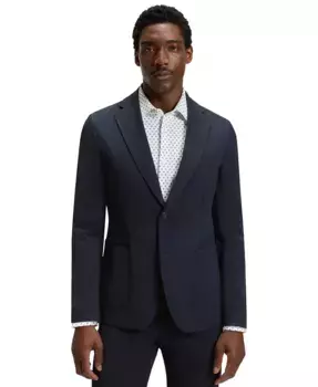 Мужской водоотталкивающий складной приталенный блейзер Hugo Boss, синий