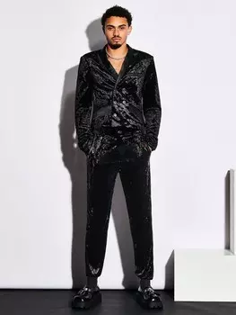 Мужской вязаный бархатный костюм AFTRDRK для повседневной носки Manfinity, черный