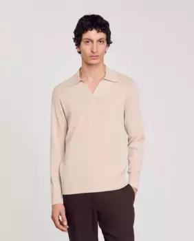 Мужской вязаный поло Sandro, бежевый