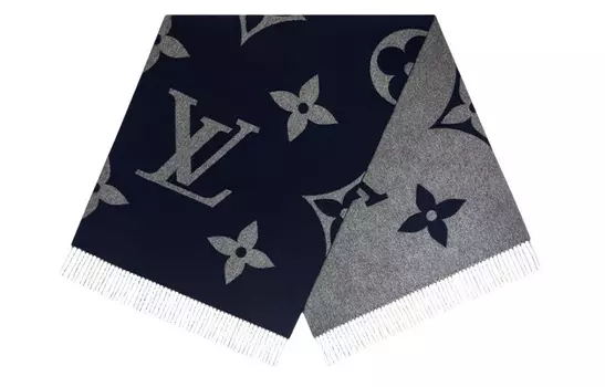 Мужской вязаный шарф Louis Vuitton, черный/серый
