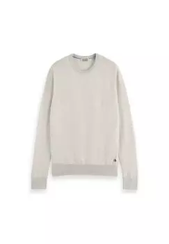 Мужской вязаный свитер Essentials Crewneck, шерсть мериноса, круглый вырез, однотонный SCOTCH & SODA, кремовый