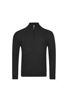 Мужской вязаный свитер - Henley, ESSENTIAL EMB KNIT HENLEY, свитер, логотип, молния Superdry., черный