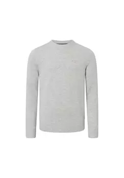 Мужской вязаный свитер - Laurelo, шерсть, круглый вырез, манжеты, однотонный JOOP! JEANS, светло-серый