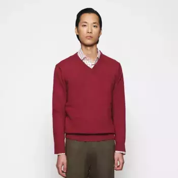 Мужской вязаный свитер Mirto Hunting из овечьей шерсти, гранатовый