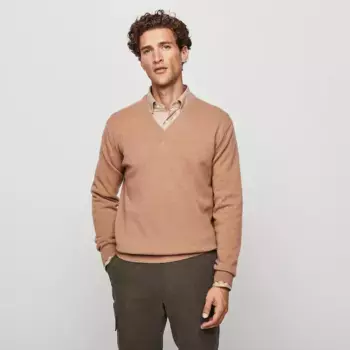 Мужской вязаный свитер Mirto Hunting из овечьей шерсти, бежевый