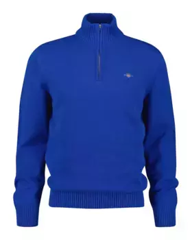 Мужской вязаный свитер на молнии Gant, синий индиго