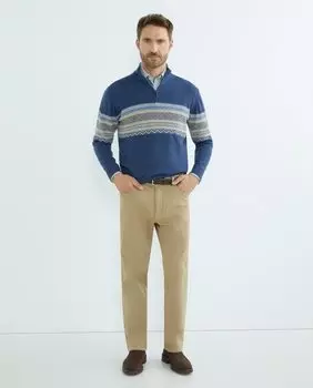 Мужской вязаный свитер Perkins с воротником на молнии Mirto, темно-синий