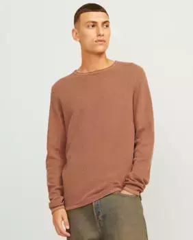 Мужской вязаный свитер с длинным рукавом и круглым вырезом Jack & Jones, оранжевый