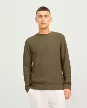 Мужской вязаный свитер с длинным рукавом и круглым вырезом Jack & Jones, зеленый