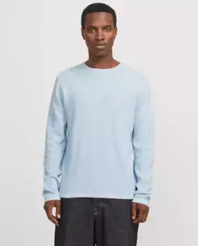Мужской вязаный свитер с длинными рукавами свободного кроя Jack & Jones, голубой