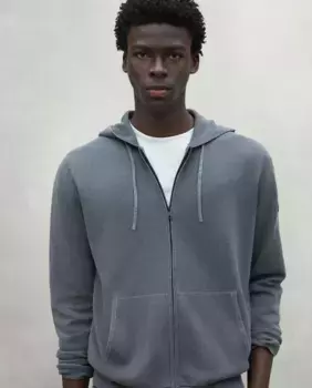 Мужской вязаный свитер с капюшоном и застежкой-молнией Ecoalf, серый