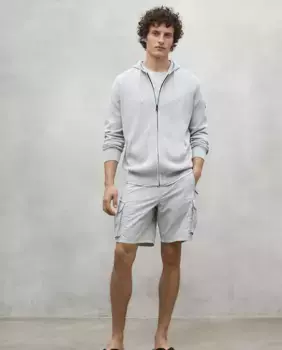 Мужской вязаный свитер с капюшоном и застежкой-молнией Ecoalf, светло-серый