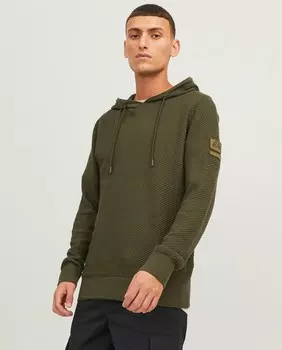 Мужской вязаный свитер с капюшоном Jack & Jones, темно-зеленый