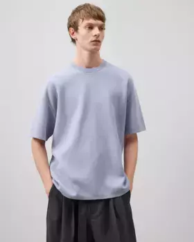 Мужской вязаный свитер с коротким рукавом Adolfo Dominguez, голубой