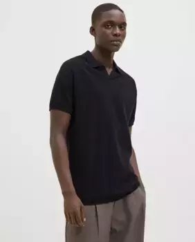 Мужской вязаный свитер с короткими рукавами и V-образным вырезом Jack & Jones, черный