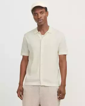 Мужской вязаный свитер с короткими рукавами и V-образным вырезом Jack & Jones, белый