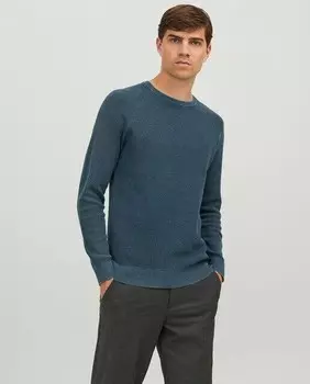 Мужской вязаный свитер с круглым вырезом Jack & Jones, синий