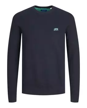 Мужской вязаный свитер с круглым вырезом Jack & Jones, темно-синий