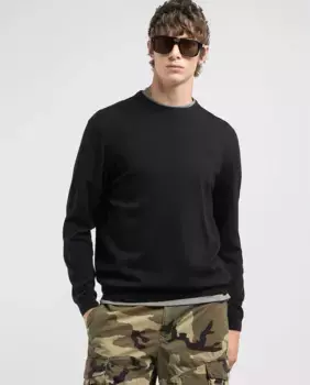 Мужской вязаный свитер с круглым вырезом Replay, черный