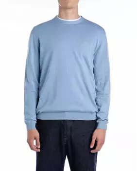 Мужской вязаный свитер с круглым вырезом Replay, голубой