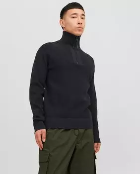 Мужской вязаный свитер с высоким воротником Jack & Jones, черный