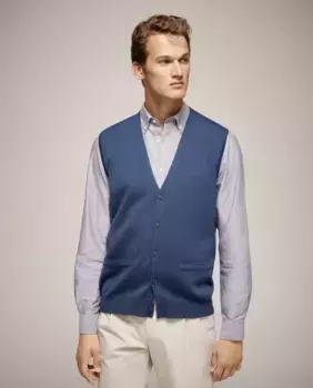 Мужской вязаный жилет на пуговицах Emidio Tucci, синий