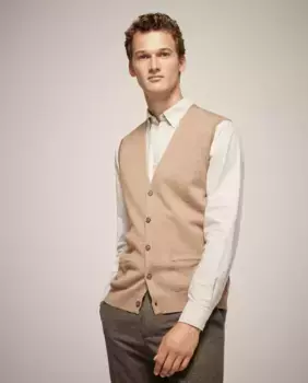 Мужской вязаный жилет на пуговицах Emidio Tucci, бежевый