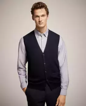 Мужской вязаный жилет на пуговицах Emidio Tucci, темно-синий