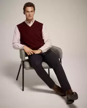 Мужской вязаный жилет с V-образным вырезом Emidio Tucci, цвет Granate