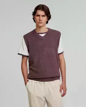 Мужской вязаный жилет с V-образным вырезом Scalpers, фиолетовый