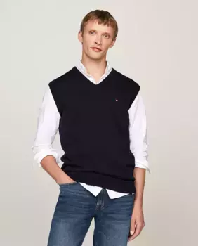 Мужской вязаный жилет Tommy Hilfiger, темно-синий