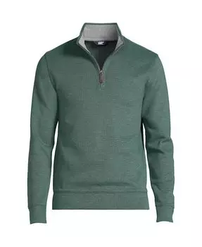 Мужской высокий свитер с молнией в рубчик Bedford на четверть четверти Lands' End, зеленый