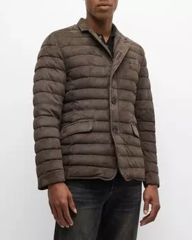 Мужской замшевый пиджак с каннелюрами MooRER, цвет Grey