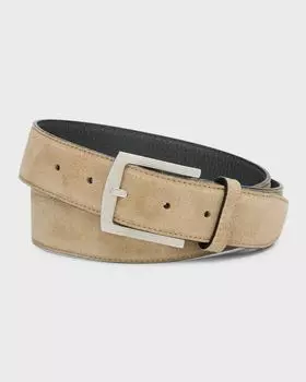 Мужской замшевый ремень из телячьей кожи Kiton, цвет Lt Brwn