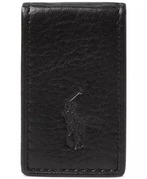 Мужской зажим для денег из шагреневой кожи Polo Ralph Lauren, черный
