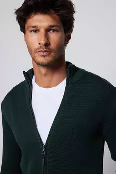 Мужской зеленый кардиган на молнии с полуводолазкой TUDORS