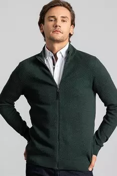 Мужской зеленый кардиган с полуводолазкой и молнией с рисунком TUDORS, зеленый