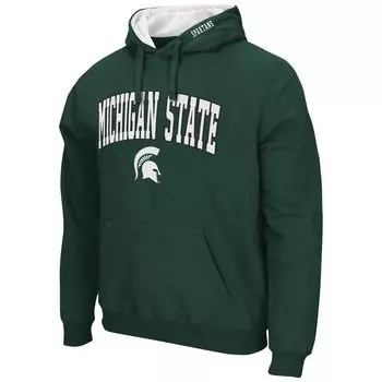 Мужской зеленый пуловер с капюшоном Michigan State Spartans Arch & Logo 3.0 Colosseum