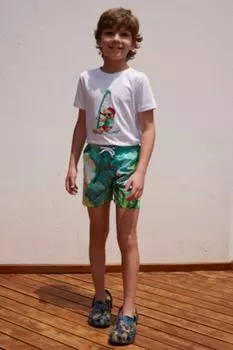 Мужской зеленый стандартный крой, быстросохнущий детский купальник с рисунком и карманами, шорты для плавания AC&Co/Altnyldz Classics AC&Co Altinyildiz Classics, разноцветный