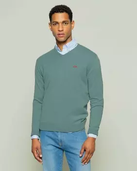 Мужской зеленый свитер с v-образным вырезом Scotta 1985, зеленый