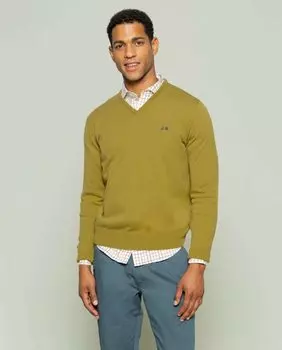 Мужской зеленый свитер с v-образным вырезом Scotta 1985, зеленый