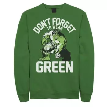 Мужской зеленый свитшот Marvel Hulk Don't Forget St. Paddy's Licensed Character
