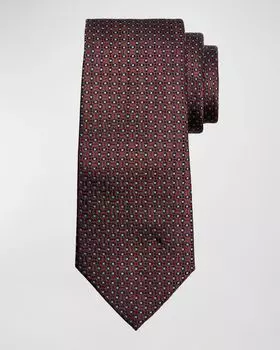 Мужской жаккардовый шелковый галстук с геометрическим рисунком Emporio Armani, цвет Red