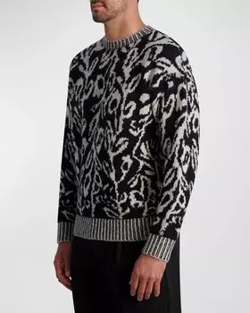 Мужской жаккардовый свитер с цветочным принтом Karl Lagerfeld, цвет Black/White