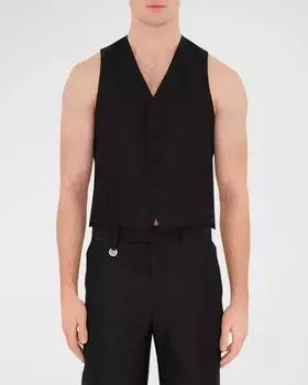 Мужской жилет из шелка и шерсти тутового цвета Burberry, цвет Black