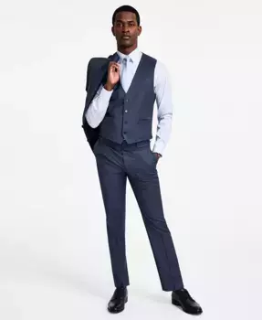 Мужской жилет из смесовой шерсти с бесконечной растяжимостью Slim-Fit Calvin Klein, синий