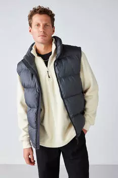 Мужской жилет-пуховик Lennon, толстый пушистый водоотталкивающий жилет из полиэстера с наполнителем на молнии, жилет с горным узором GRIMELANGE, серый